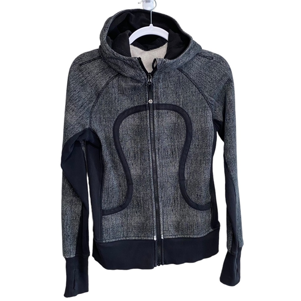 COPY - Lululemon Scuba Hoodie - Marled Gray and Black - Size 8